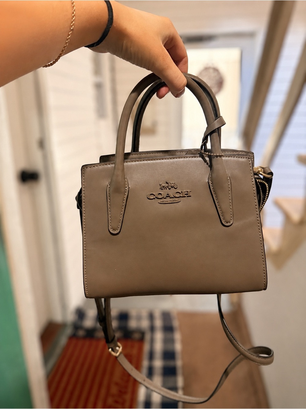 COACH Olive Green Leather Satchel with Gold Hardware - Picture 2 of 2